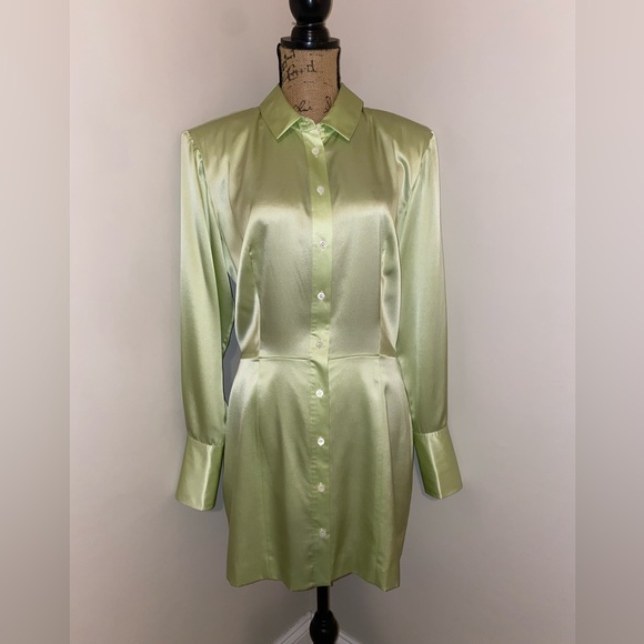 Frame Denim Bright Peridot Strong Shoulder Mini Dress - Picture 2 of 15